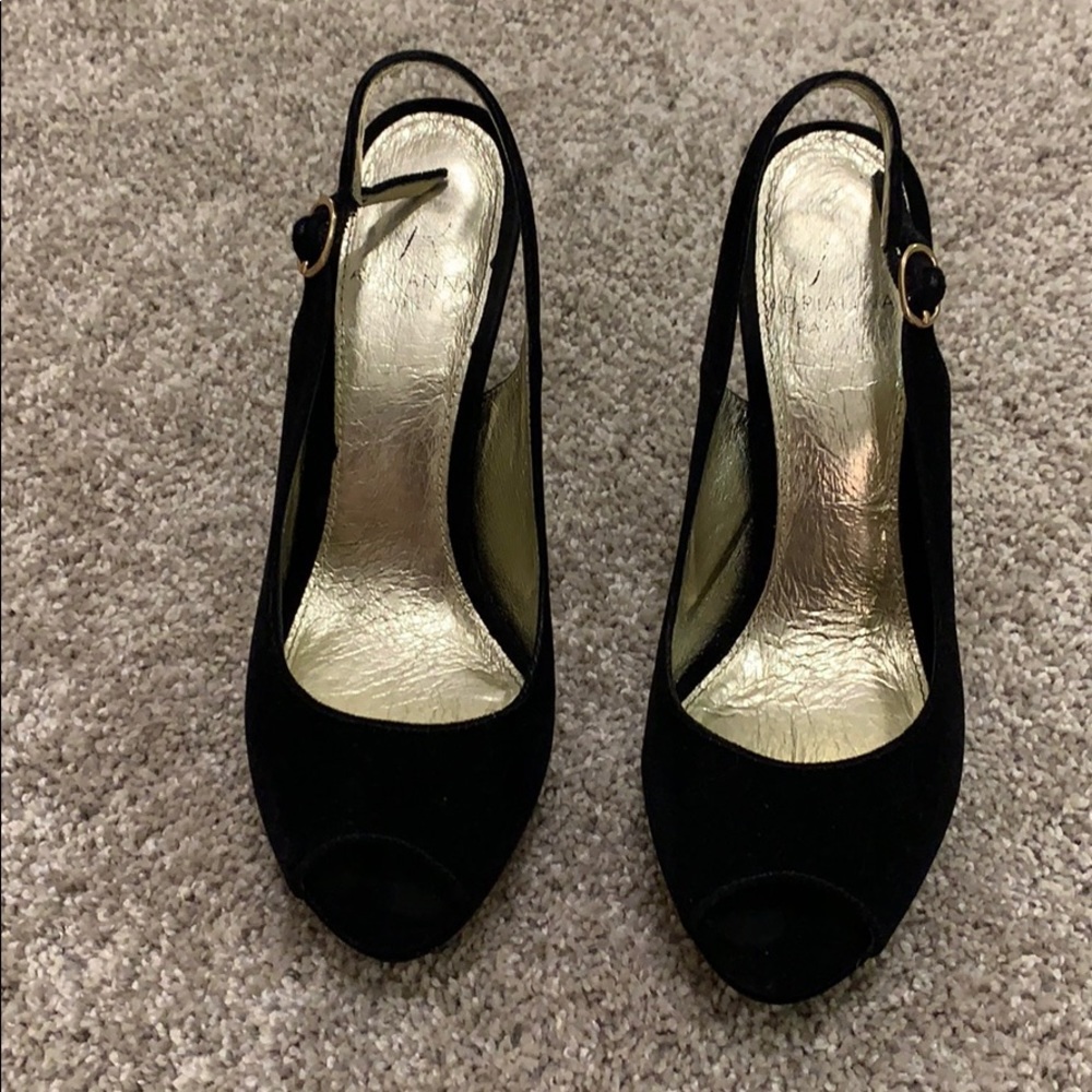 Black Peep Toe Sling back heels